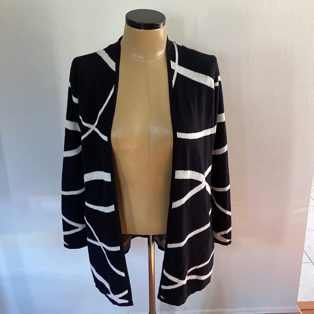 BYdesign Black and White Stripe L/S Open Cardigan
